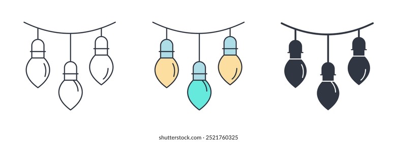 Christmas lights icon symbol vector illustration isolated on white background