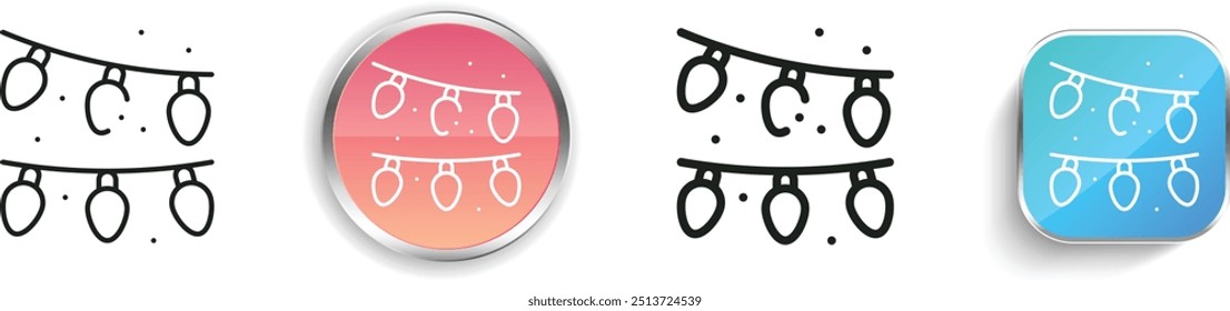 christmas lights icon. Thin Linear, Regular and Button Style Design Isolated On White Background