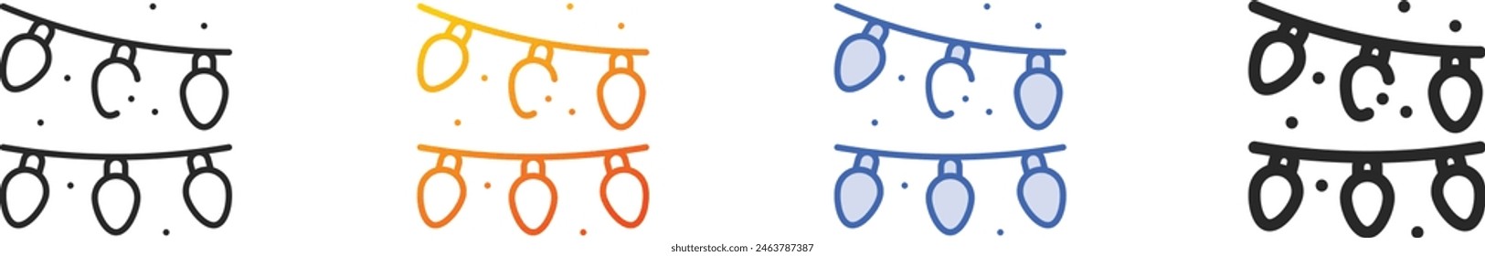 christmas lights icon.Thin Linear, Gradient, Blue Stroke and bold Style Design Isolated On White Background