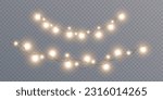 Christmas lights isolated on checkered vector background. Set of Christmas glowing garlands. For advertising invitations, web banners, postcards. Vector