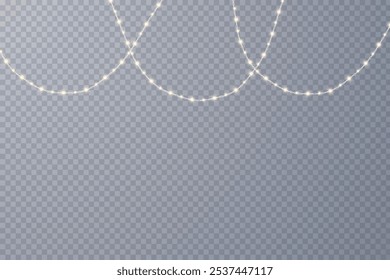 Navidades luces aisladas sobre fondo de Vector a cuadros. Conjunto de guirnaldas brillantes de Navidades. Para invitaciones publicitarias, Anuncios de Web, postales. Vector