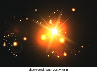 Christmas lights isolated on dark background. Christmas glowing garlands.