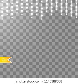 Christmas lights isolated on transparent background. Xmas glowing garland. Vector illustration