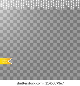 Christmas lights isolated on transparent background. Xmas glowing garland. Vector illustration