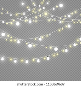 Christmas Lights Isolated On Transparent Background Stock Vector ...