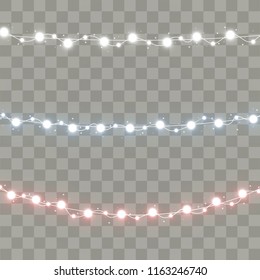Christmas lights isolated on transparent background. Vector illustration.