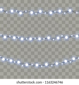 Christmas lights isolated on transparent background. Vector illustration.