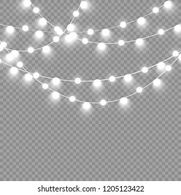 Christmas lights isolated on transparent background. Vector illustration.