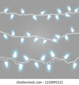 Christmas lights isolated on transparent background. Vector illustration.
