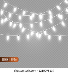 Christmas lights isolated on transparent background. Vector illustration.
