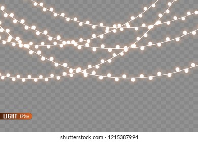 Christmas lights isolated on transparent background. Vector illustration
