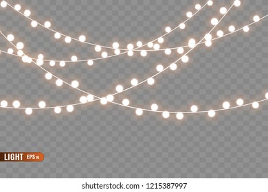 Christmas lights isolated on transparent background. Vector illustration
