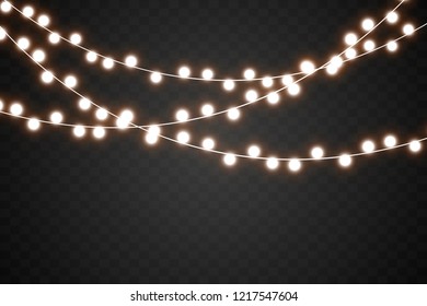 Christmas lights isolated on transparent background. Vector illustration
