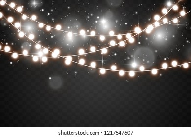 Christmas lights isolated on transparent background. Vector illustration
