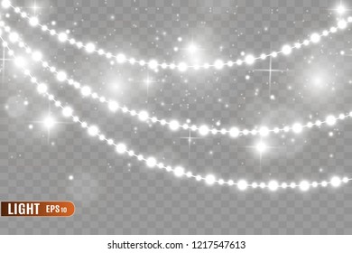 Christmas lights isolated on transparent background. Vector illustration

