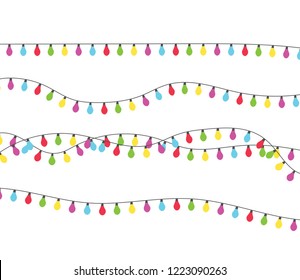 Christmas lights isolated on transparent background. Xmas glowing garland. Vector illustration