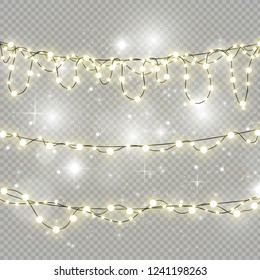 Christmas lights isolated on transparent background. Vector illustration.