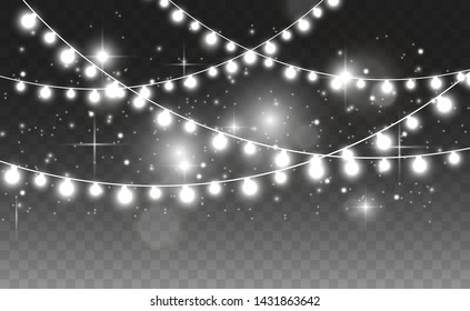 Christmas lights isolated on transparent background. Vector illustration