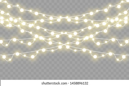 Christmas lights isolated on transparent background. Vector illustration.