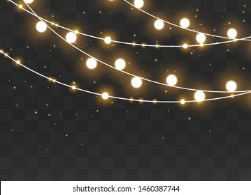 Christmas lights isolated on a transparent background. Christmas glowing garland.for the new year and christmas. light effect. Vector illustration.