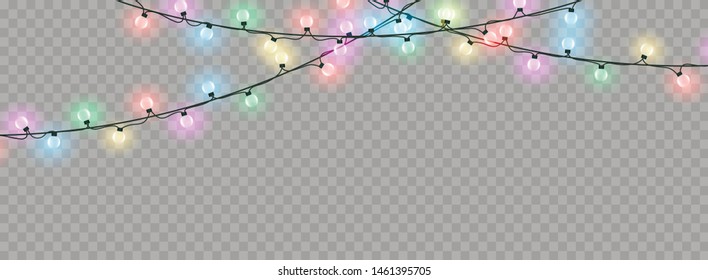 Christmas lights isolated on a transparent background. Christmas glowing garland.for the new year and christmas. light effect. Vector illustration.