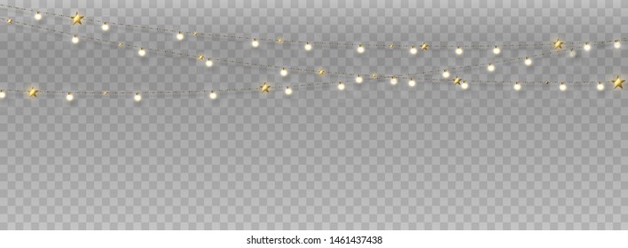 Christmas lights isolated on a transparent background. Christmas glowing garland.for the new year and christmas. light effect. Vector illustration.