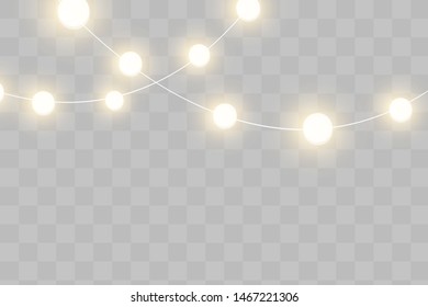 Christmas lights isolated on transparent background