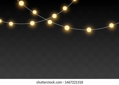 Christmas lights isolated on transparent background