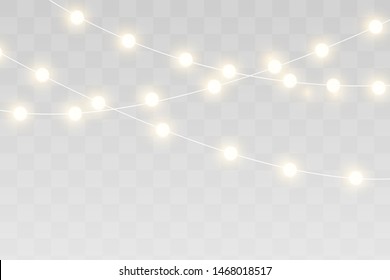 Christmas lights isolated on transparent background