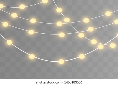 Christmas lights isolated on transparent background