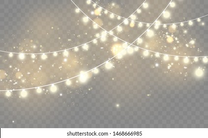 Christmas Lights Isolated On Transparent Background. Vector Illustration.