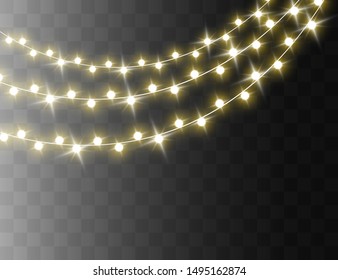 ,Christmas lights isolated on transparent background. Vector illustration