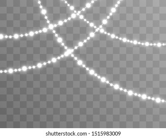 Christmas lights isolated on transparent background. Vector illustration