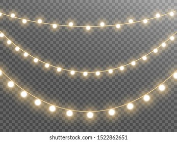 Christmas lights isolated on transparent background. Vector illustration