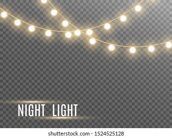 Christmas lights isolated on transparent background. Vector illustration