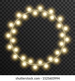 Christmas lights isolated on transparent background, vector illustration