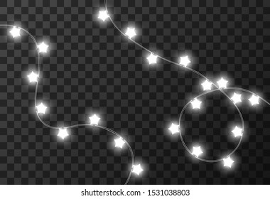 Christmas lights isolated on transparent background, vector illustration