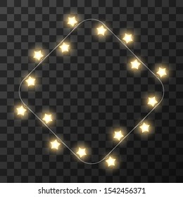 Christmas lights isolated on transparent background, vector illustration