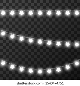 Christmas lights isolated on transparent background, vector illustration