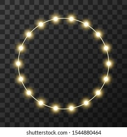Christmas lights isolated on transparent background, vector illustration