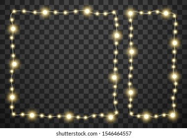 Christmas lights isolated on transparent background, vector illustration
