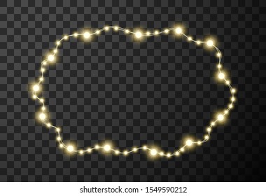 Christmas lights isolated on transparent background, vector illustration