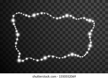 Christmas lights isolated on transparent background, vector illustration