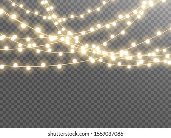 Christmas lights isolated on transparent background. Vector illustration