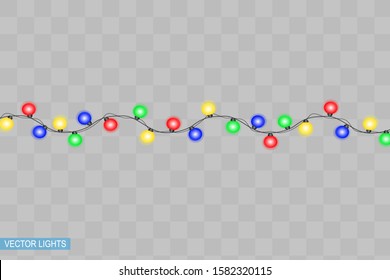 Christmas lights isolated on transparent background