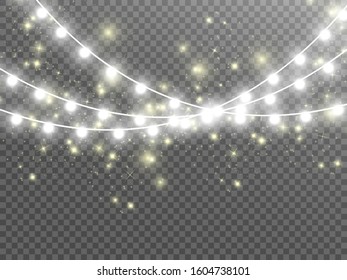 Christmas lights isolated on transparent background. Vector illustration.