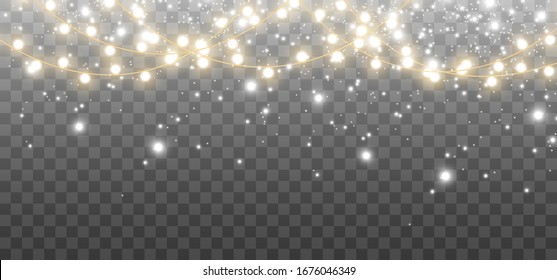 Christmas lights isolated on transparent background. Vector illustration.	
