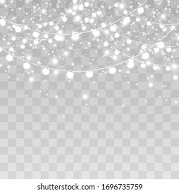 Christmas lights isolated on transparent background. Vector illustration.