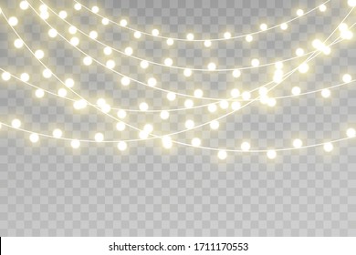 Christmas lights isolated on transparent background. Vector illustration.