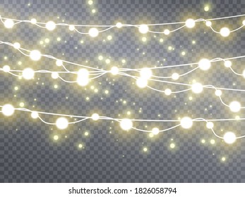 Christmas lights isolated on transparent background. Vector illustration.